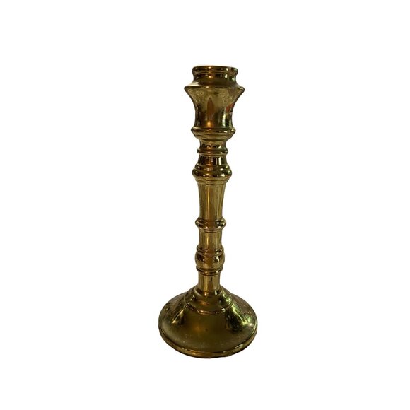 Vintage Solid Brass Candlestick Holder Turned Design 8" Tall Classic Decor - Picture 5 of 8